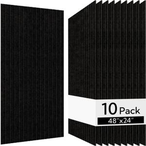 Olanglab Acoustic Wall Panels 10 Pack, 48 x 24 per Acoustic Panels Sound Absorbing, Decorative Sound Panels for Home Studio and Office, Black