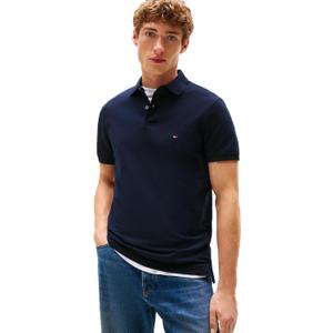 Tommy Hilfiger Men's Short Sleeve Polo Shirts in Regular Fit With Stretch and Organic Pique Cotton (Blue, S)