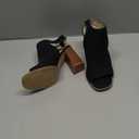 Ermonn Women‘s Cutout Peep Toe Stacked Heeled Sandals Ankle Strap Buckle Booties 8.5