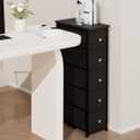 lurcns Narrow Storage Cabinet for Small Spaces Slim Bathroom Dresser with Drawers Tall Thin Storage Organizer for Bathroom Bedroom Skinny Cabinet(Black, 5 Drawers)