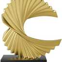 Paytonture Gold Ocean Wave Statue, Modern Abstract Art, Resin Statue, Office Desk & Shelf Decor Accent for Men