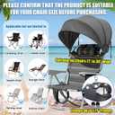DaisyInner 1 Pcs Beach Chair Umbrella Canopy Extra Large Foldable Chair Sun Shade with Adjustable Clamp for Beach Camping Fishing Lounge Outdoor (Grey)
