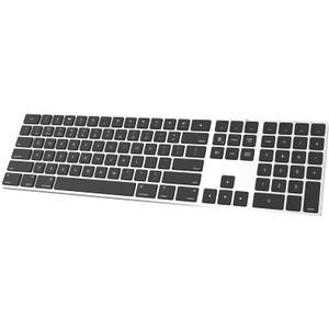 Bluetooth Slim Keyboard for Mac, Aluminum Rechargeable Keyboard Wireless, Low-Profile Silent Flat Key Compatible with Apple iMac, MacBook, Mac and iOS, Full Size - Silver Black