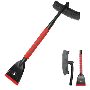 39" Snow Brush & Ice Scraper for Car Windshield, 2-in-1 Detachable Ice Scraper with 360° Pivoting Brush Head, Extendable Snow Removal Tool Winter Accessories for Cars Trucks SUVs (Red)