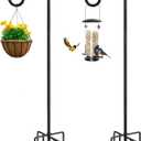 72" Shepherds Hooks for Outdoor, Heavy Duty Bird Feeder Pole with 7 Base Prongs, Adjustable Garden Hanging Holder for Bird Feeders, Solar Light Lanterns, Garden Plant Hanger Stands, 2 Packs