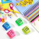 48 Pcs Pencil Sharpeners with Lid, Inspirational Back to School Student Gifts Motivational Manual Dual Holes Pencil Sharpener for Students School Graduation Supplies (48)