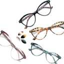MODFANS 4 Pack Fashion Designer Cat Eye Reading Glasses for Womens with Spring Hinge Stylish Comfortable Readers (4 Mix Color)