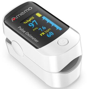 Pulse Oximeter, OLED Display Oxygen Monitor Fingertip, Blood Oxygen Saturation Monitor (SpO2) with Carrying Case, Batteries and Lanyard (Black)