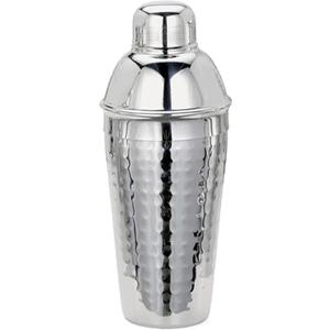 Cuisinox Stainless Steel Cocktail Shaker with Lid and Strainer, Hammered Finish, 9.4"- 24 oz