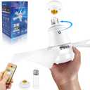 Socket Fan Light with Remote 16.5 Stepless Color Temperature and Dimming Screw in Ceiling Fan in Light Socket for Bedroom Living Room Kitchen Garage As Seen on TV, White