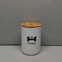 Dog Treat Container Airtight - 5 Inch Wide x 7.5 Inch White Ceramic Dog Treat Jar for Kitchen Counter, Doggie Cookie Jar with Airtight Bamboo Lid - Farmhouse Style Dog Food Storage Container