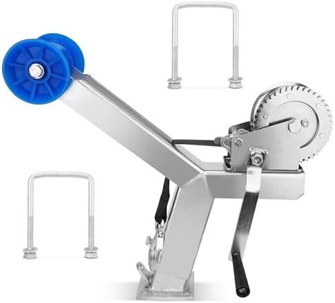 Boat Trailer Winch Post with 1200LB Boat Winch Compatible with 3" W X 4" H Boat Trailer Drawbar, Height Adjustable Boat Winch Mounts, Boat Trailer Winch Stand with Roller