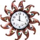Sun Outdoor Clock Silent Non-Ticking, Outdoor Wall Clock with Thermometer & Humidity Combo Outside Clocks for Patio, Garden, Home Decor