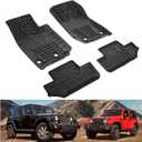 KIWI MASTER Floor Mats for 2014-2017 Jeep Wrangler JK 2-Door, Custom Fit All Weather Car Mats, Heavy Duty TPE Floor Liners, Front & Rear 2 Row, Black