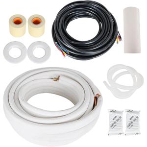 kimllier 50FT 1/4" and 3/8" Air Conditioning Copper Tubing Hose Extension Insulated Copper Hoses Fit for Mini Split Air Conditioner