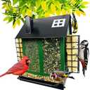 Bird Feeders for Outdoors, Durable Suet Bird Feeder with 2 Seed Trays for Wild Birds, Large Capacity(Green), FWLBH000
