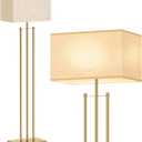addlon Gold Floor Lamps for Living Room, Tall Modern Standing lamp with Linen Shade, Decorative Simple Design Floor Lamps for Bedroom and Office (64Inch)