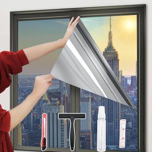 One-Way Window Privacy Film with Tools,Silver 45.27"x78.7"