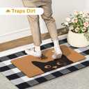 Welcome Door Mat Combo Set, 28" x 43" Black and White Plaid Mat +17" x 30" Cat Welcome Mat, 2 PCS Doormat Set for Front Door, Entrance, Porch Decor, Non-Slip