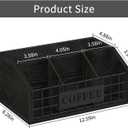 YINMIT Coffee Station Organizer for Countertop, Wood Coffee Bar Organizer with Removable Dividers for Pods, Syrup, Cups, Stirrer, Tea - Office Bar Accessories, Iron Wire-Black