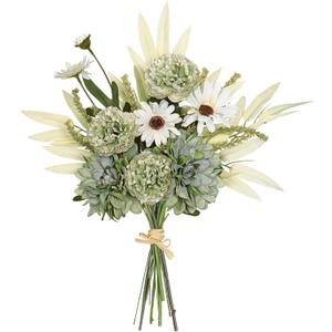 Dremisland Artificial Flowers Bouquet Silk Floral Arrangements Faux Flowers Plant for Home Decor Wedding Bride Bouquets Floral Tables Centerpieces for Home Decor Indoor Vase Table Decor (Green)