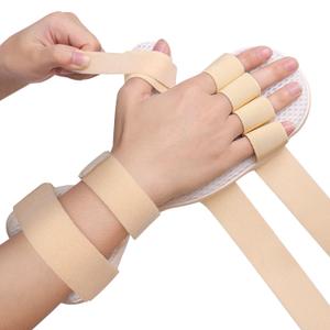 DrFinger Stroke Hand Brace Splint for Straightening Fingers with 5 Fingers Resting Support,Prevent Fingers Curling, Dupuytren's Contractures, Hand Spasms, Fit Right & Left, Men & Women - M (Beige)