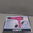 Conair Hair Dryer with Retractable Cord, 1875W Blow Dryer, 3 Heat Settings, 2 Speeds, Blow Dryer with Diffuser and Concentrator Attachments, Ionic + Tourmaline Technology, Pink
