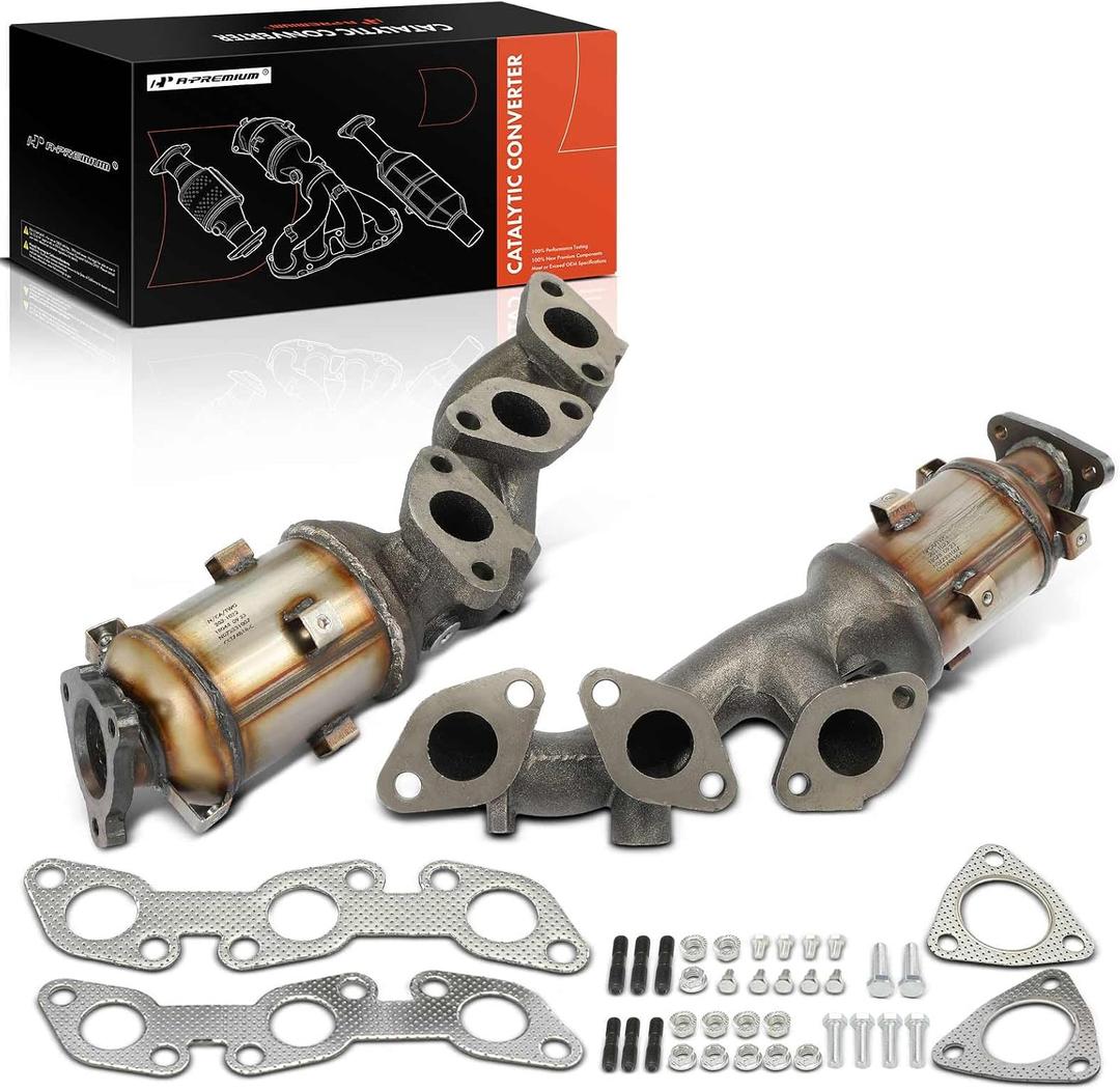 A-Premium Left and Right 2-PC Exhaust Manifold Catalytic Converter Kit Direct-Fit Compatible with Nissan Frontier 2002-2004 3.3L, Xterra 2002-2004 3.3L, EPA Compliant, Replace# 140029S210