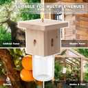 1 PCS Wood Carpenter Bee Trap for Outside - Best Bee Trap - Nature Hanging Carpenter Bee Traps Plastic Jar Outdoor - Insect Traps