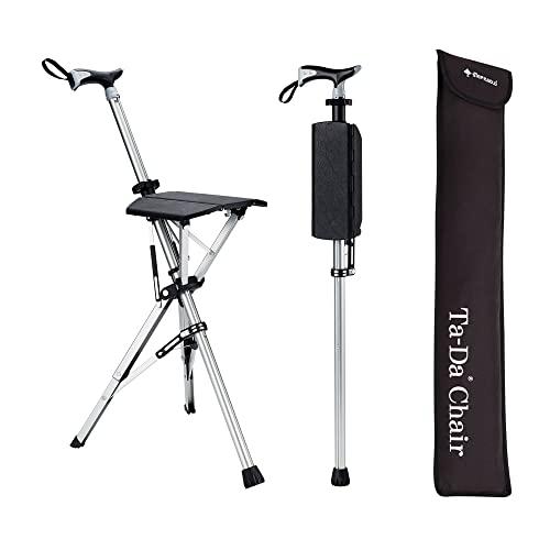 STEP2GOLD Ta-Da Chair, Portable Trekking Hiking Pole, Folding Walking Stick with Seat, Walking Cane with Chair, Foldable Chair, Lightweight Aluminum, Easy Carry and Storage, Anti-Slip (32.2")
