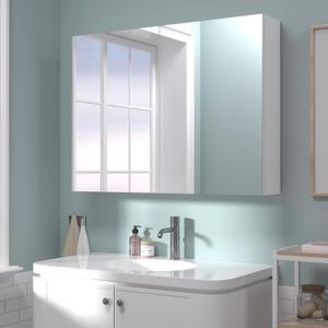 24x32 inch Bathroom Wall Cabinet, Saver Storage Cabinet, Medicine Cabinet with 2 Door and Adjustable Shelves, WhiteAssembly Required