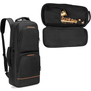 Rexmica Padded Alto Sax Backpack, Alto Sax Case Bag with Hidden Padded Shoulder Straps, Alto Saxophone Bag with Pockets for Mouthpiece, Sheet Music, Alto Saxophone Case Sax Gig Backpack