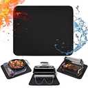 Amerbro 15 x 18 in Fireproof Grill Mats for Outdoor Tabletop Grill to Protect Your Grill Table - Heat Resistant Grill Table Mat - Waterproof & Oilproof BBQ Mat - Black (1mm)