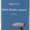 Amazon Basics Twin Blade Pivoting Disposable Razors with Rubber Grip for Great Grip When Wet, Travel-Friendly, 32 Count, 1-Pack (Previously Solimo)