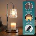 Candle Warmer Lamp with Timer & Dimmable,Candle Lamp Warmer with Ice-cracked Glass Shade,Gifts for Women valentines day, Adjustable Height Wax Warmer Lamp with 2 Bulbs for Jar Candles (Silver)