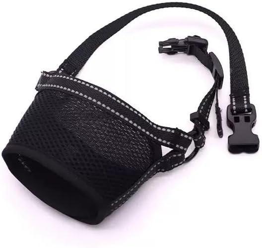 New Dog Muzzle for Small Dogs, to Prevent Biting, Soft Material with Reflective & Adjustable Strap, Breathable Mouth Guard for Biting Chewing Grooming, Allow Panting Drinking (Black, S Size)