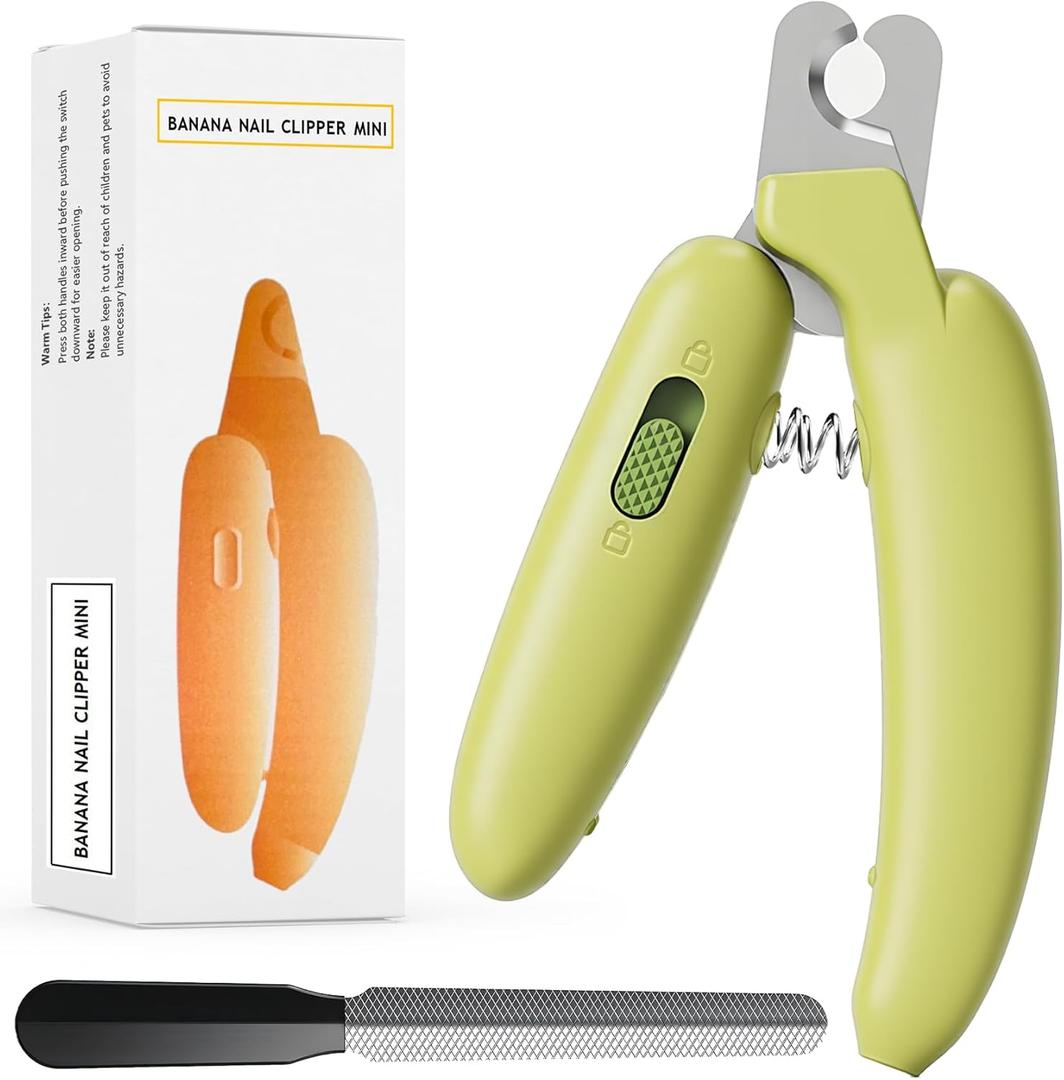Dog Nail Clippers,Dog Nail Trimmers for Small Medium Dogs and Cats - Professional Grooming Tool with Safety Lock, Sharp Stainless Steel Blade Prevents SplittingIncludes Nail File (Green-mini)