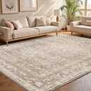 OPPODREAM Vintage Beige Area Rugs 8x10, Washable Rug for Living Room