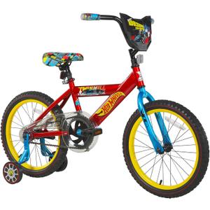 Dynacraft Hot Wheels Boys BMX Bikes Sizes 12" - 18" for Ages 3-9 Years in red, Black, with Handlebar rev Grip Play Feature