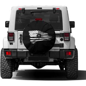 Waving American Flag Military Spare Tire Cover with Backup Camera Hole Wheel Tire Cover Fit Trailer, RV, SUV and Many Vehicle 17inch