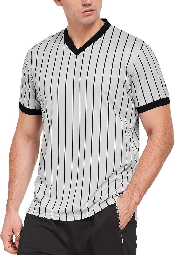 FitsT4 Sports Basketball Officials Grey Wrestling V-Neck Performance Referee Shirt Ref Jersey Uniform (Small)
