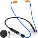 Bluetooth 6.0 Earplug Headphones with 40H Playtime & OSHA Compliant 29dB Noise Reduction Hearing Protection, Rechargeable Wireless Neckband Earbuds w/Mic, IPX6 Waterproof for Construction, Workshop (Orange)