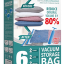 6 Pack Vacuum Storage Bags with Hand Pump, 80% Space Saver Vacuum Seal Storage Bags for Clothing, Travel Lugggage, Blankets, Comforters