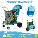 Beach Cart with Big Wheels for Sand, Collapsible All-Terrain Beach Wagon with Cooler Bag & Umbrella Holder, Large Mesh Storage, Supports 100lbs for Camping, Outdoor, Shopping, Blue