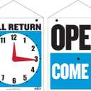 BAZIC Products Open Closed Signs for Business, Double-sided Vinyl Open Signs for Business Window, Will Return Clock Sign, Be Back Sign With Clock for Businesses, Shop, Office & More, 7.5"X9", 1-pack