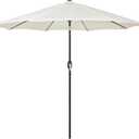 Blissun 9' Outdoor Patio Umbrella, Outdoor Table Umbrella, Yard Umbrella, Market Umbrella with 8 Sturdy Ribs, Push Button Tilt and Crank, Creamy White