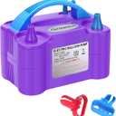 Growsun Electric Balloon Pump Air Inflator Portable Automatic Dual Nozzle Balloon Blower 110V 600W for Birthday Baby Shower Balloons Party Decorations (Purple)