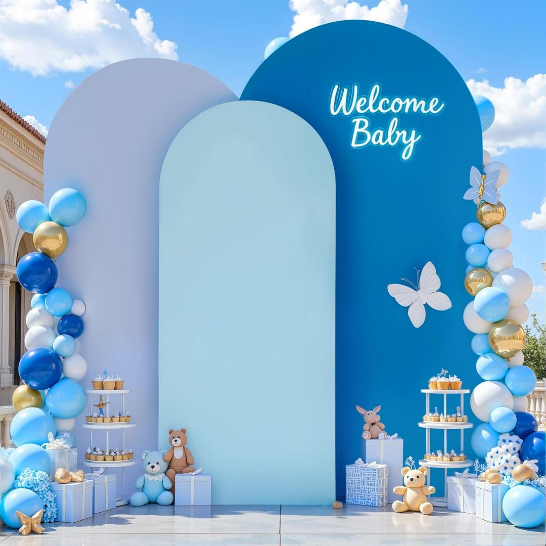 Gradient Blue Arch Backdrop Cover 7.2FT 6.6FT 6FT Arch Covers Stretchy Backdrop Set of 3, Party Arch Cover Spandex Fitted Under The Sea Fabric Arch Covers for Baby Shower Birthday Wedding Decoration Gradient Blue Arch Backdrop Cover 7.2FT 6.6FT 6FT Arch Covers Stretchy Backdrop Set of 3, Party Arch Cover Spandex Fitted Under The Sea Fabric Arch Covers for Baby Shower Birthday Wedding Decoration