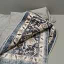 AMADA HOMEFURNISHING 5x7 Area Rugs, Washable Living Room Rug Low-Profile with Non-Slip Backing & Durable Edge Binding, Vintage 5x7 Rugs for Living Room, Bedroom, Dinning Room (Blue)