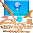 Wood Therapy Massage Tools 12-in-1 Multi-use, Lymphatic Drainage Massager, Maderoterapia Kit - Anti Cellulite Complete Body Sculpting Tools for Total Relaxation & Relief - Massager Tool for Anti Aging